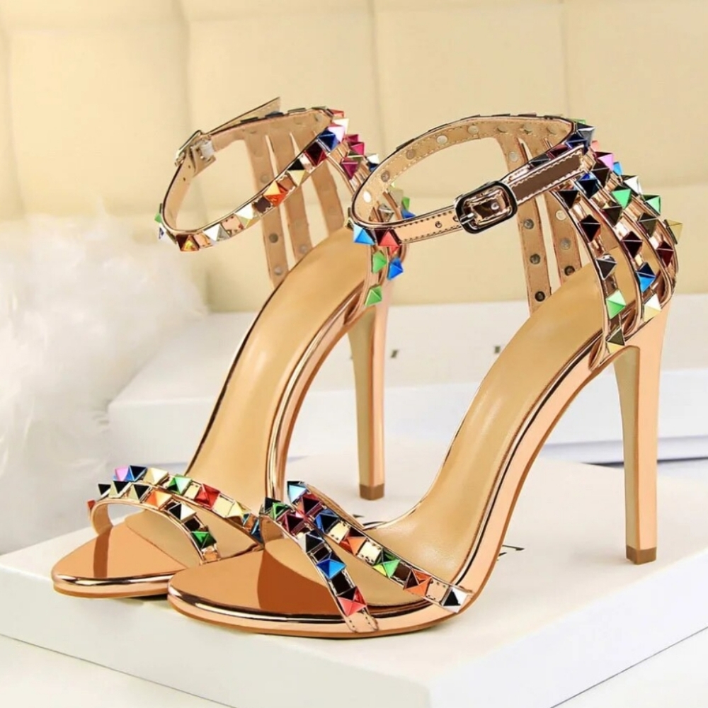 Rose gold multi-colored heels
